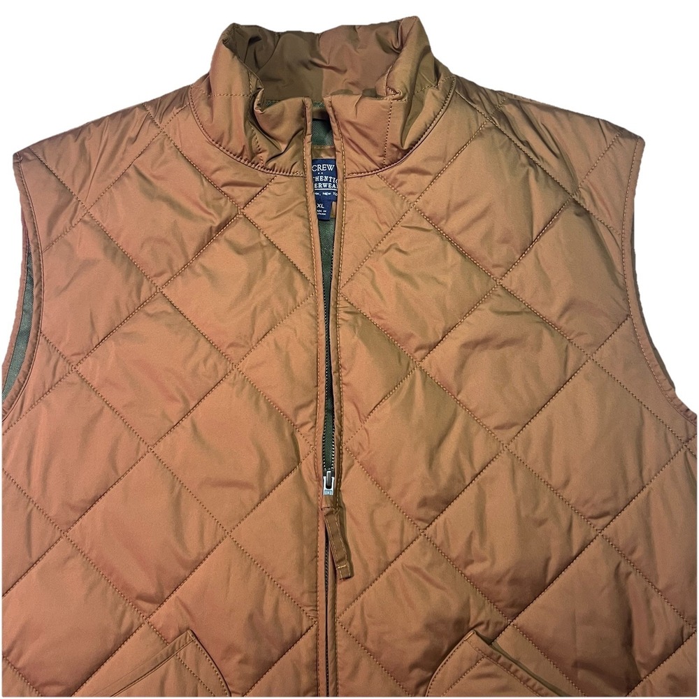 J Crew Walker Quilted Vest XL‎ Glazed Pecan Brown Lightweight Full Zip Casual
